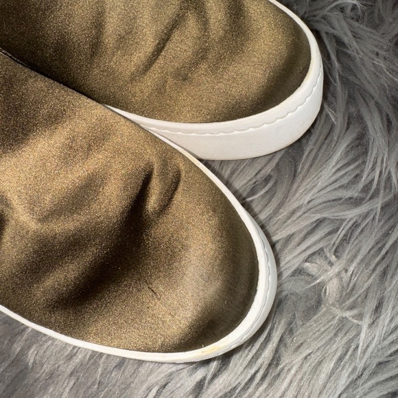 Vince Warren Italian Satin Platform Slip On Sneakers Antique Olive Size 7 - Picture 7 of 10
